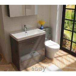 800mm Bathroom Cabinet Vanity Unit Apollo Floor Ceramic Basin Sink Gloss Grey