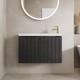 800mm Bathroom Cloakroom Vanity Unit Basin Sink Wall Hung Storage Fluted Black