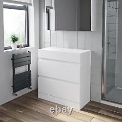 800mm Bathroom Countertop Vanity Unit Floor Standing Drawers White Gloss