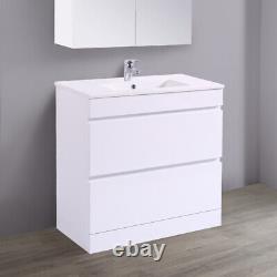 800mm Bathroom Sink Basin Vanity Unit Floor Standing Storage Cabinet Gloss White