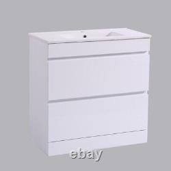 800mm Bathroom Sink Basin Vanity Unit Floor Standing Storage Cabinet Gloss White