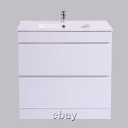 800mm Bathroom Sink Basin Vanity Unit Floor Standing Storage Cabinet Gloss White