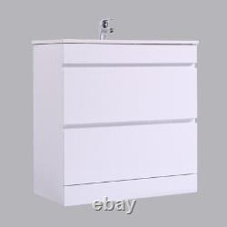 800mm Bathroom Sink Basin Vanity Unit Floor Standing Storage Cabinet Gloss White