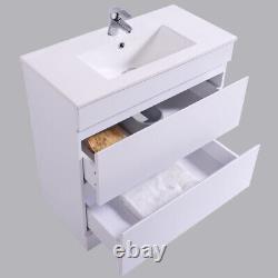 800mm Bathroom Sink Basin Vanity Unit Floor Standing Storage Cabinet Gloss White