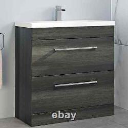 800mm Bathroom Vanity Unit Basin Drawer Storage Cabinet Furniture Charcoal Grey