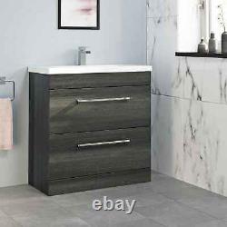 800mm Bathroom Vanity Unit Basin Drawer Storage Cabinet Furniture Charcoal Grey