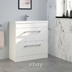 800mm Bathroom Vanity Unit Basin Drawer Storage Cabinet Furniture Gloss White