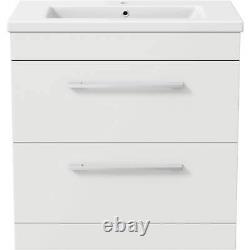 800mm Bathroom Vanity Unit Basin Drawer Storage Cabinet Furniture Gloss White