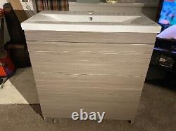 800mm Bathroom Vanity Unit Basin Drawer Storage Cabinet Furniture Grey Gloss