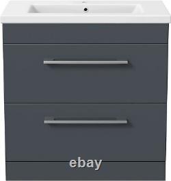 800mm Bathroom Vanity Unit Basin Drawer Storage Cabinet Furniture Grey Gloss