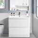 800mm Bathroom Vanity Unit Basin Sink Cabinet 2 Drawer Furniture Gloss White