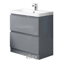 800mm Bathroom Vanity Unit Basin Sink Cabinet Floor Standing Furniture Gloss