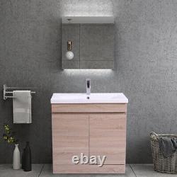 800mm Bathroom Vanity Unit Basin Sink Storage 2 Door Cabinet Furniture Light Oak