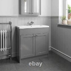 800mm Bathroom Vanity Unit Basin Sink Storage Cabinet Furniture Grey Traditional