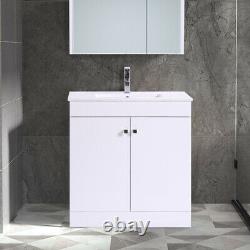 800mm Bathroom Vanity Unit Basin Storage 2 Door Cabinet Furniture Gloss White