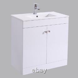 800mm Bathroom Vanity Unit Basin Storage 2 Door Cabinet Furniture Gloss White