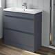 800mm Bathroom Vanity Unit Basin Storage 2 Drawer Cabinet Furniture Grey Gloss