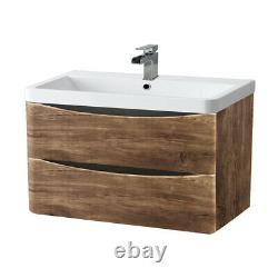800mm Bathroom Vanity Unit Basin Storage 2 Drawer Cabinet Furniture Grey Oak