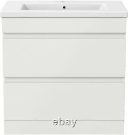 800mm Bathroom Vanity Unit Basin Storage 2 Drawer Cabinet Furniture White Gloss