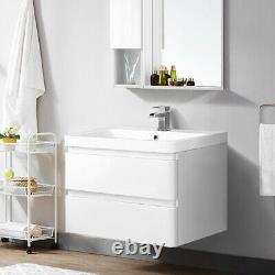 800mm Bathroom Vanity Unit Basin Storage 2 Drawer Cabinet Furniture White Gloss 