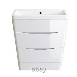 800mm Bathroom Vanity Unit Basin Storage Cabinet Modern Furniture Gloss White