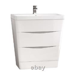800mm Bathroom Vanity Unit Basin Storage Cabinet Modern Furniture Gloss White