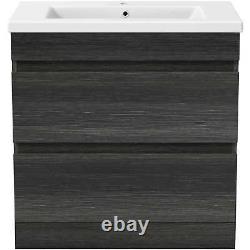 800mm Bathroom Vanity Unit Basin Storage Drawer Cabinet Furniture Charcoal Grey