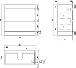 800mm Bathroom Vanity Unit Basin Storage Drawer Cabinet Furniture Charcoal Grey