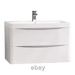 800mm Bathroom Vanity Unit Basin Storage Wall Hung Cabinet Furniture Gloss White