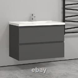 800mm Bathroom Vanity Unit Basin Storage Wall Hung Cabinet Furniture Matt Grey