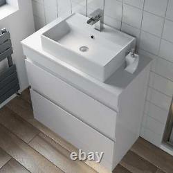 800mm Bathroom Vanity Unit Countertop Rectangular Basin Floor Standing White