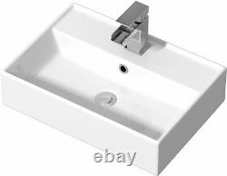 800mm Bathroom Vanity Unit Countertop Rectangular Basin Floor Standing White