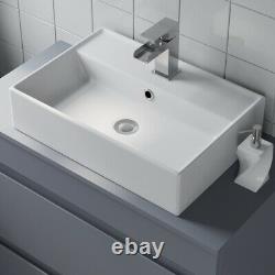800mm Bathroom Vanity Unit Countertop Rectangular Basin Sink Floor Standing Grey