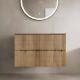 800mm Bathroom Vanity Unit Countertop Wall Hung Unit Fluted Oak Fluted Unit