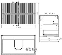 800mm Bathroom Vanity Unit Countertop Wall Hung Unit Fluted Oak Fluted Unit