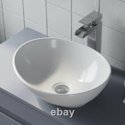 800mm Bathroom Vanity Unit Countertop Wash Basin Sink Oval Floor Standing Grey