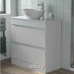 800mm Bathroom Vanity Unit Countertop Wash Basin Sink Oval Floor Standing White