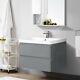 800mm Bathroom Vanity Unit Resin Basin Sink Storage Wall Hung Cabinet Gloss Grey