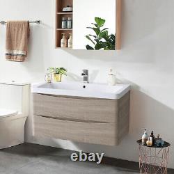 800mm Bathroom Vanity Unit Wall Hung Cabinet Basin Sink Furniture Light Oak