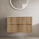 800mm Bathroom Vanity Unit White Marble Countertop Wall Hung Fluted Oak Unit