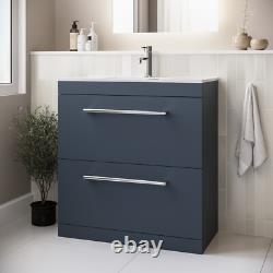 800mm Blue Freestanding Vanity Unit with Basin and Chrome H BUN/BeBa 27095/77685