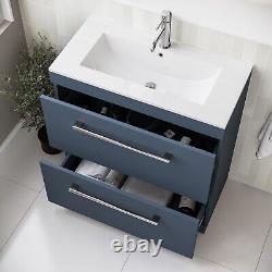 800mm Blue Freestanding Vanity Unit with Basin and Chrome H BUN/BeBa 27095/77685