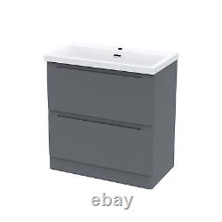 800mm Dark Grey Floor Standing Vanity Cabinet Basin Sink Bathroom Chavis