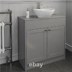 800mm Grey Traditional Vanity Unit Countertop Bathroom Furniture Oval Basin Sink