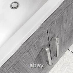 800mm Grey Wood Newton Vanity Unit Ceramic Sink Bathroom Floor Stand Furniture