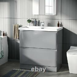 800mm Light Grey Flat Pack Vanity Cabinet Basin Sink Bathroom Unit Chavis