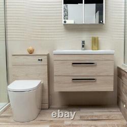 800mm Light Wood Newton Vanity Unit Ceramic Sink Bathroom Wall Hung Furniture