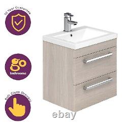 800mm Light Wood Newton Vanity Unit Ceramic Sink Bathroom Wall Hung Furniture