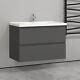800mm Matt Grey Vanity Cabinet Basin Sink Bathroom Wall Hung Unit Aica
