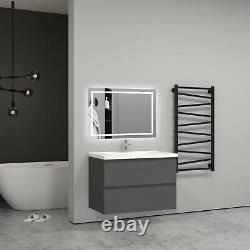 800mm Matt Grey Vanity Cabinet Basin Sink Bathroom Wall Hung Unit Aica